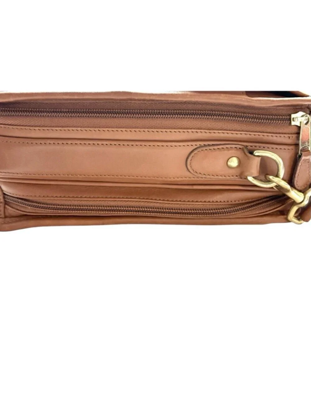 Coach Vintage 90s Double Zip Organizer Business Briefcase #675-0537 Leather Tan